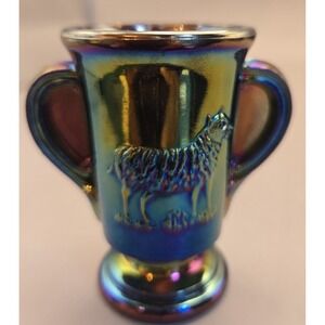 Vintage Sugar Bowl Sheep Miniature Lenox Imperial Iridescent Carnival Glass